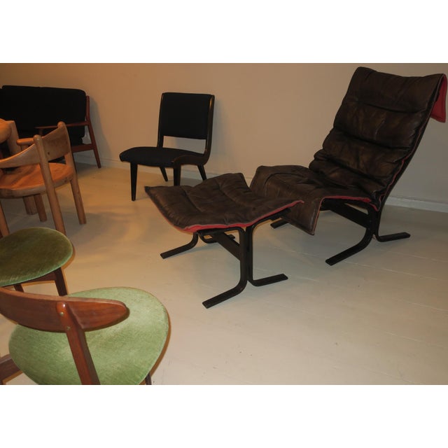 Set of Mid-Century Modern Leather Lounge Chair with Ottoman by Ingmar Relling For Sale - Image 13 of 14
