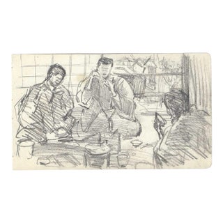 1907 Japanese Tea Ceremony Drawing For Sale