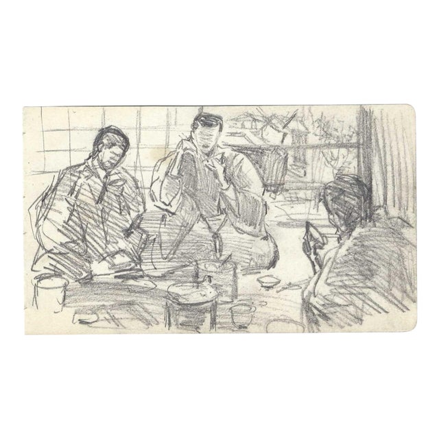 1907 Japanese Tea Ceremony Drawing For Sale