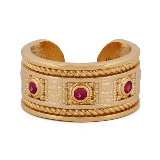 Bronze Mystic Queen Ruby Cuff Gold Ring, Size 4 For Sale - Image 8 of 8