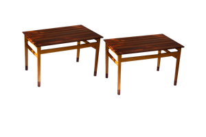 Vintage Danish Teak and Beech Side Tables 1950s, Set of 2