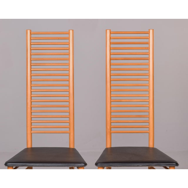 1980s Set of Six Vintage Italian Tall Ladder Back Chairs For Sale - Image 5 of 12