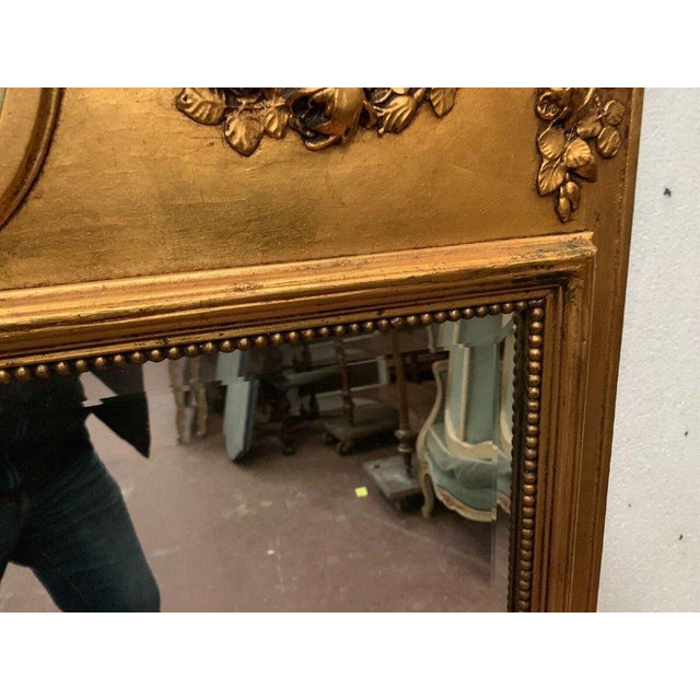Louis XVI Style Mirror in Wood and Gilded Stucco For Sale - Image 11 of 14