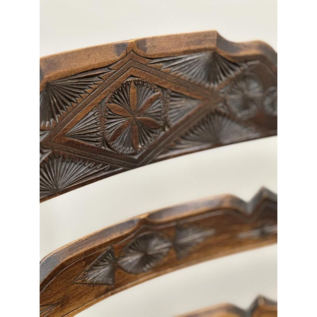 Wood 19th Century Handcrafted and Carved Ladder Back Chair, 1840s For Sale - Image 7 of 12