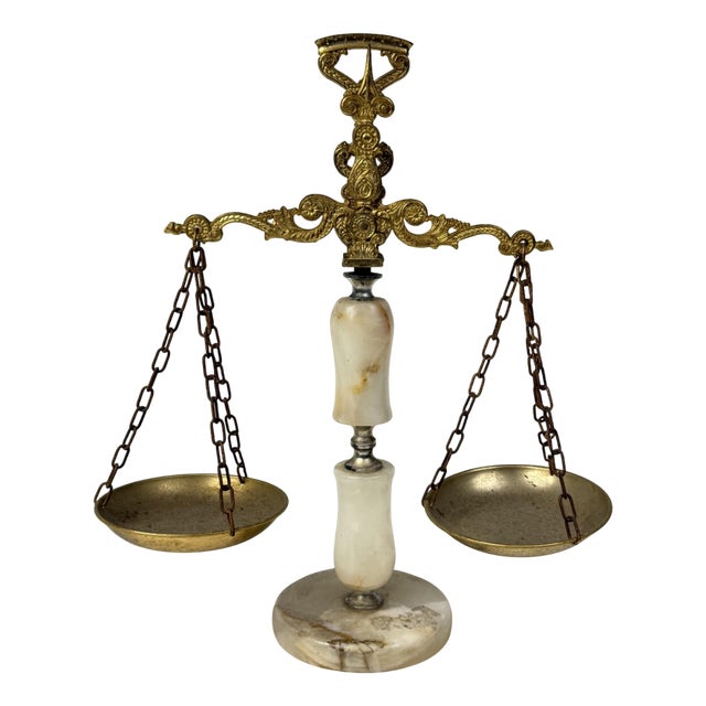 Vintage Scale in Onyx and Brass, 1940s For Sale