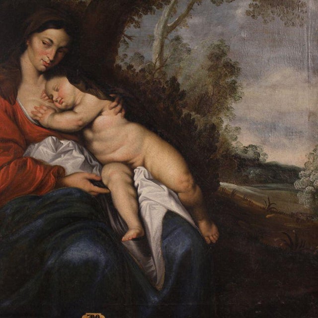 Flemish Artist, Rest on the Flight Into Egypt, 1660, Oil on Canvas For Sale - Image 3 of 15