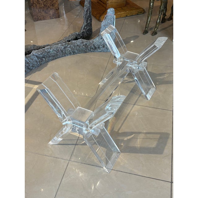 Vintage Modern Lucite X Base Cocktail Coffee Table Base For Sale - Image 4 of 12
