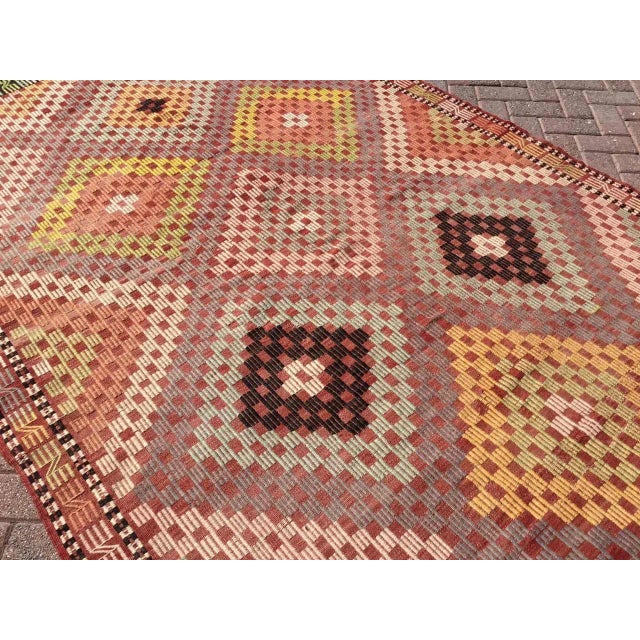 Red Vintage Turkish Kilim Rug - 71" X 118" For Sale - Image 8 of 10