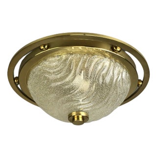 Mid-Century Space Age Ceiling Flush Mount in Ice Glass from Fischer Leuchten For Sale