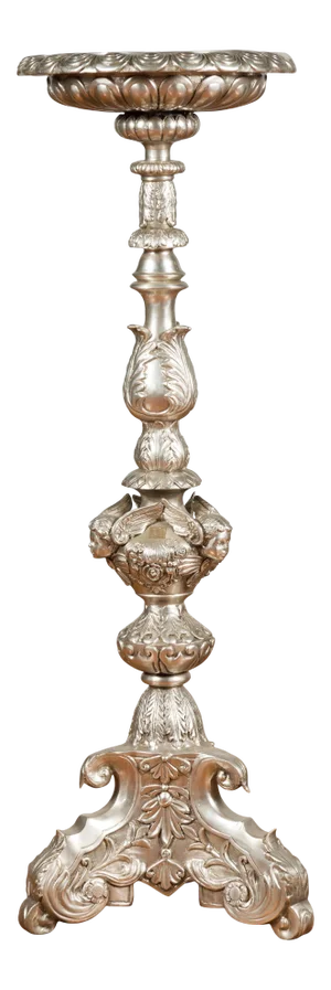 Contemporary Baroque Style Silver Plated Bronze Candlestick with Cherub Figures