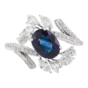 Royal Blue Sapphire Diamond Wedding Ring for Women Size 7