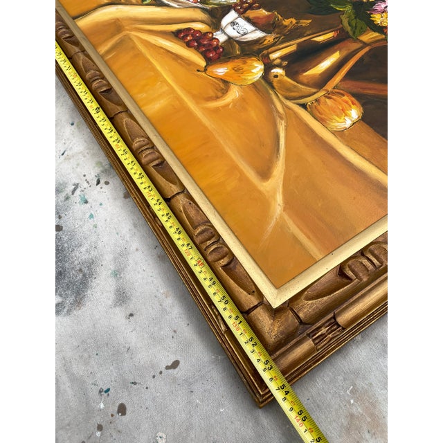 Vintage Large Framed Scale Tablescape Still Life Oil on Canvas For Sale In Seattle - Image 6 of 9