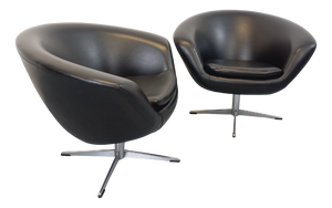 Vintage Scandinavian Swivel Chairs in Imitation Leather and Chrome, 1970s, Set of 2