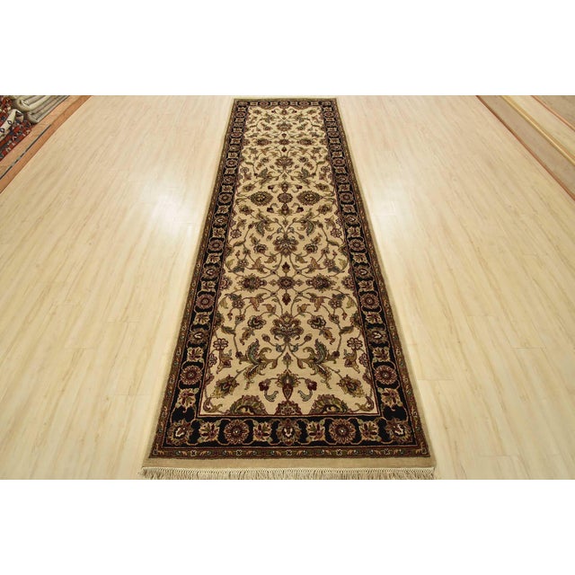 Farmhouse Agra Runner 4’1” X 11’10” Beige Wool Traditional Hand-Knotted Oriental Rug For Sale - Image 3 of 13