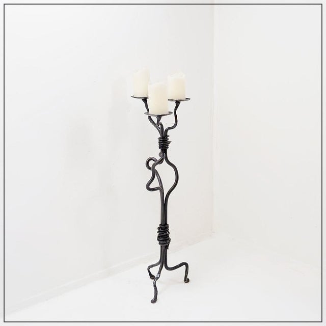 Large Wrought Iron Candleholder with Abstract Design, 2010s For Sale - Image 10 of 15