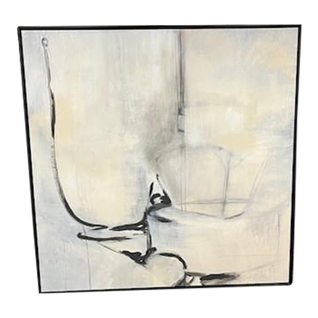 21st Century Abstract Oil Painting in Gray Tones For Sale
