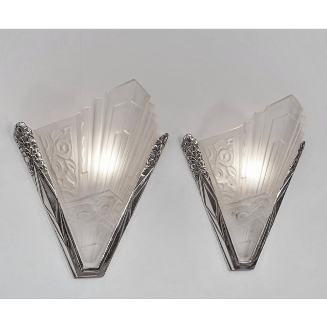 Art Deco 1930s French Art Deco Wall Sconces by Sevb France - A Pair For Sale - Image 3 of 10