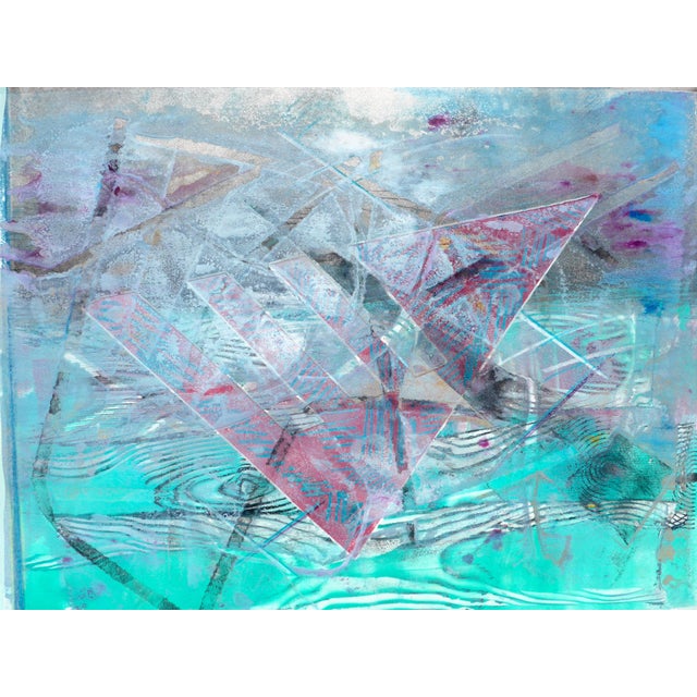 Shabby Chic Abstract Ribbons in Mint by Martha Holden For Sale - Image 3 of 6