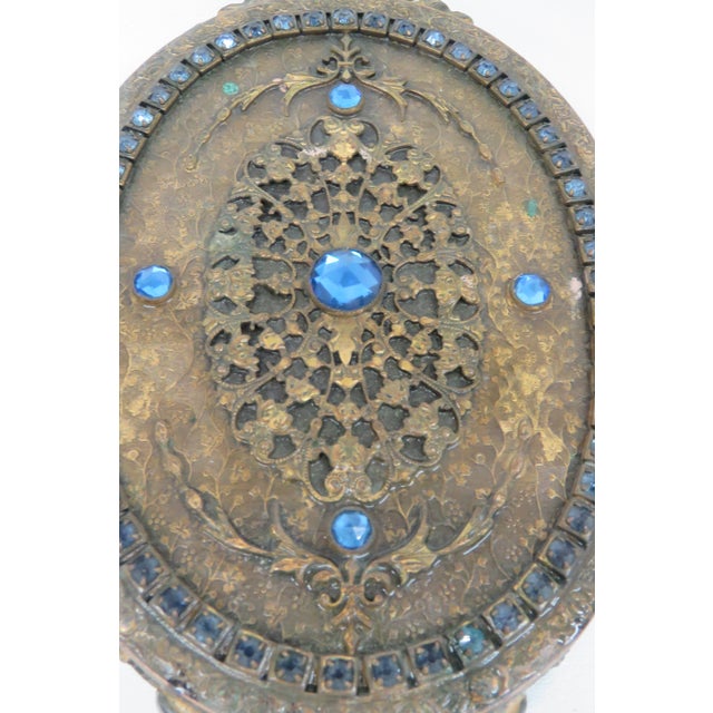 E&jb Empire Jeweled Hand Held Vanity Mirror 1920s Filigree Ornate Brass 4773b For Sale - Image 11 of 16