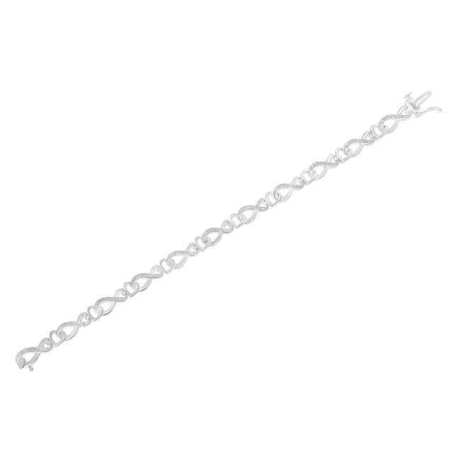 Early 21st Century .925 Sterling Silver 1/5 Cttw Diamond 7â€ Infinity Heart Tennis Bracelet (H-I Color, I2-I3 Clarity) For Sale - Image 5 of 7