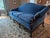 Restored Vintage Chippendale Style Camelback Sofa in Blue Velvet For Sale - Image 13 of 18