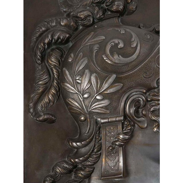Black Patinated Metal Bas-Reliefs on Wooden Display Stand, 1800s, Set of 2 For Sale - Image 8 of 11
