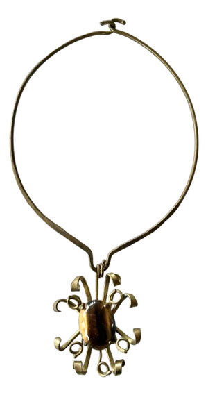 Vintage Brass and Tiger’s Eye Collar Necklace