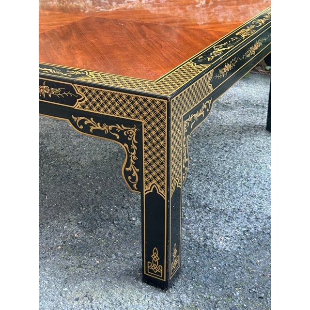 Black Vintage Drexel Chinoiserie “Et Cetera” Paint Decorated Coffee Table For Sale - Image 8 of 11