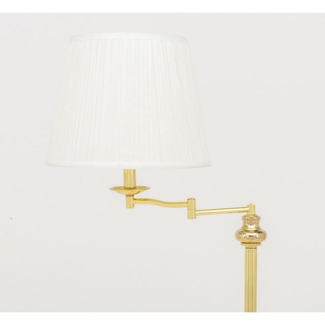 Metal Modern Polished Brass Adjustable Floor Lamps, Pair For Sale - Image 7 of 8