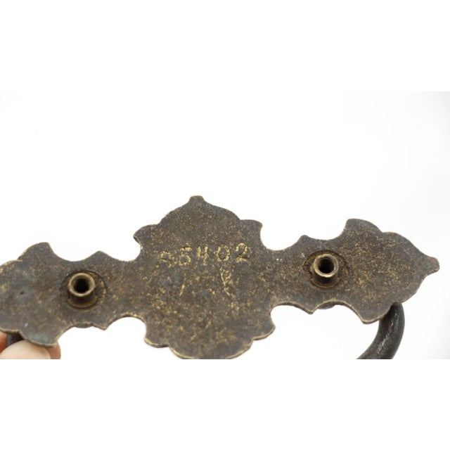 Pair of Vintage 4 In. Brass Floral Bail Drawer Pulls For Sale - Image 6 of 6