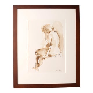 "Looking Into Shadows" Framed Original Ink Impressionist Style Figure Drawing For Sale
