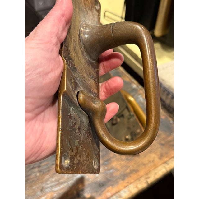 Industrial Antique Bronze Steam Train Car Pull Handle For Sale - Image 3 of 11