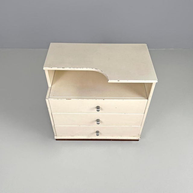 Modern Italian White Wooden Bedside Table with Shaped Top, 1980s For Sale - Image 9 of 18