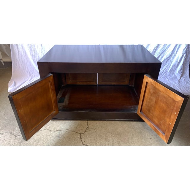 Wood Late 20th Century Japanese Low Double Sided Chest For Sale - Image 7 of 12