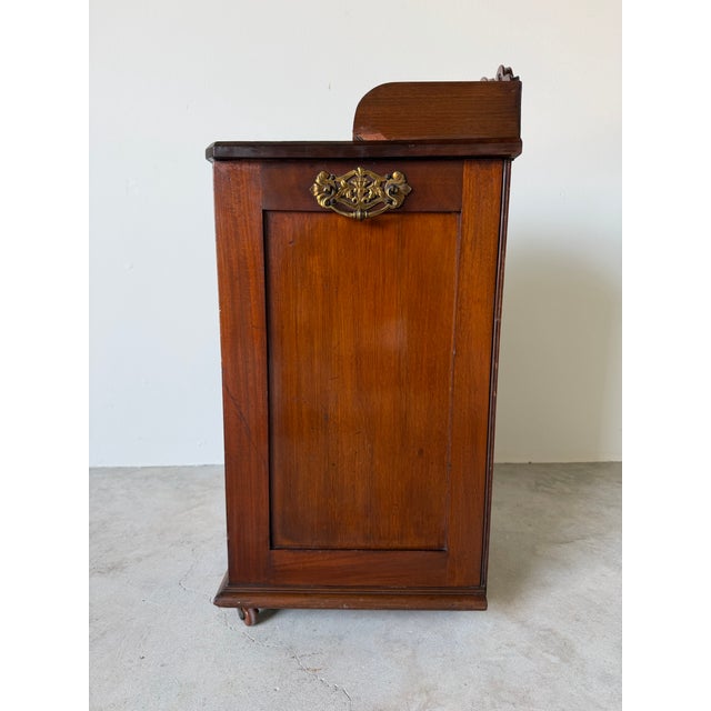 1900 - 1909 Antique Edwardian Carved Wood Purdonium / Bedside Cabinet With Brass Hardware For Sale - Image 5 of 13
