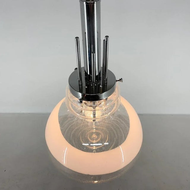 Murano Glass and Chrome Pendant by Mazzega, Italy, 1960s For Sale - Image 6 of 14