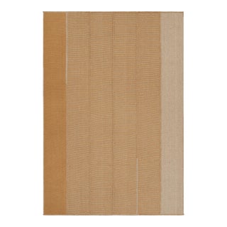 Rug & Kilim’s Contemporary Kilim in Orange and Beige Textural Stripes For Sale