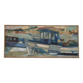 Kjell Lindberg, Boats, 1960s, Oil on Canvas, Framed For Sale