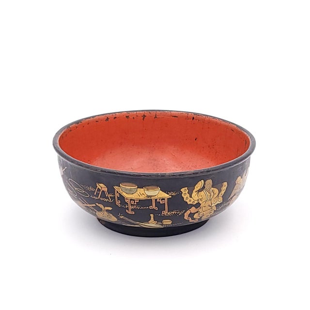 Black Pair of Similar Japanese Lacquer Decorated Bowls, Circa 1890 For Sale - Image 8 of 12