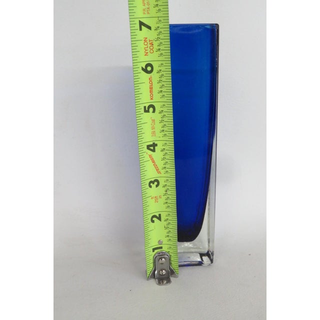 Blue Cobalt Blue Glass Bud Vase Mid Century Modern Rectangular Murano Style 4922b For Sale - Image 8 of 12