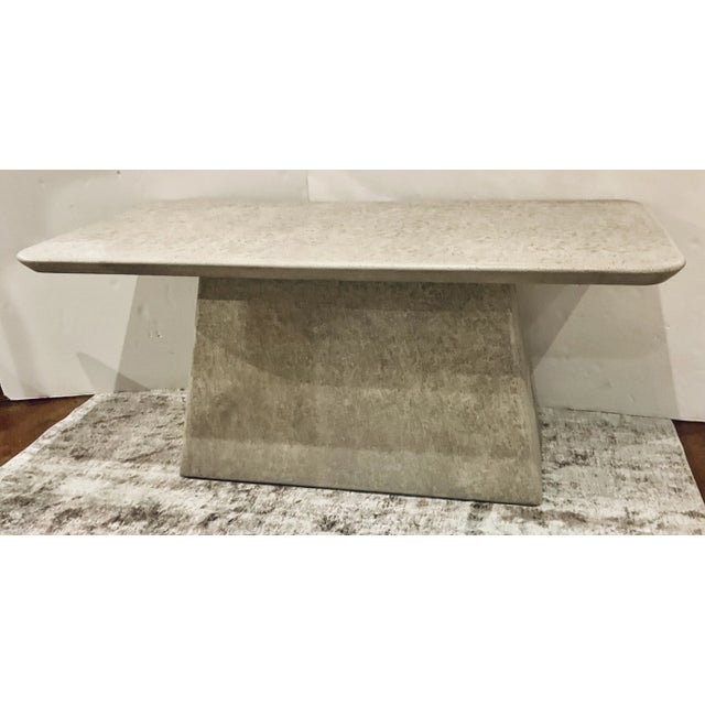 Original retail $2940, stylish Organic Modern Indoor/Outdoor Gray Fiber Clay Clara Dining Table, showroom floor sample