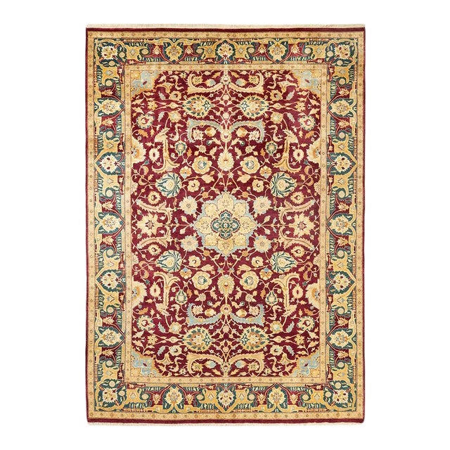 Mogul Collection Hand-Knotted Area Rug - Red 6' 2" x 8' 8" For Sale