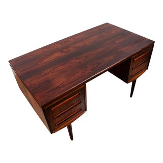 1960s Mid Century Danish Modern Rosewood Executive Office Desk J Svenstrup Denmark For Sale