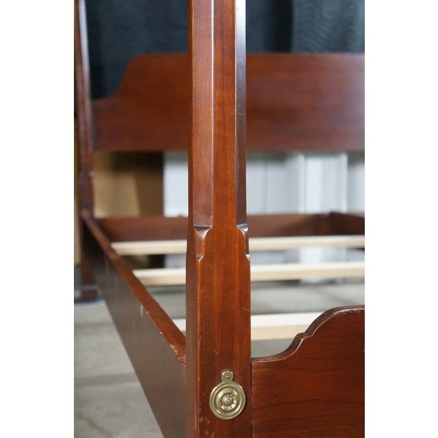 Brown Vintage Harden Furniture Solid Cherry Colonial Pencil Post King Size Tester Bed For Sale - Image 8 of 17