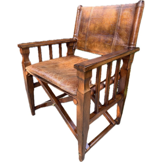 Campaign-Style Leather Armchair With Brass Accents by Thomasville Earnest Hemingway Collection For Sale - Image 13 of 13