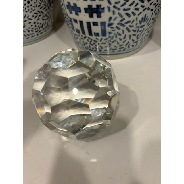 Large Vintage Faceted Crystal Glass Gemstone Paperweight Sculpture For Sale - Image 9 of 9