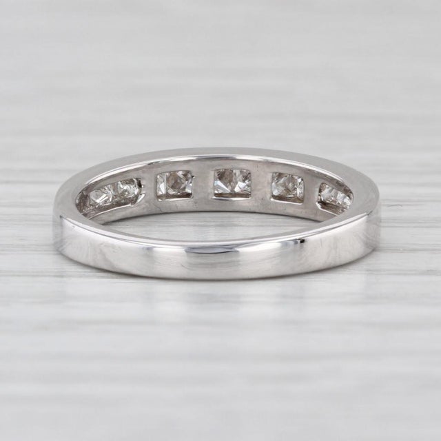 2010s 0.53ctw Diamond Princess Channel Set Wedding Band 14k White Gold Size 6 Ring For Sale - Image 5 of 8