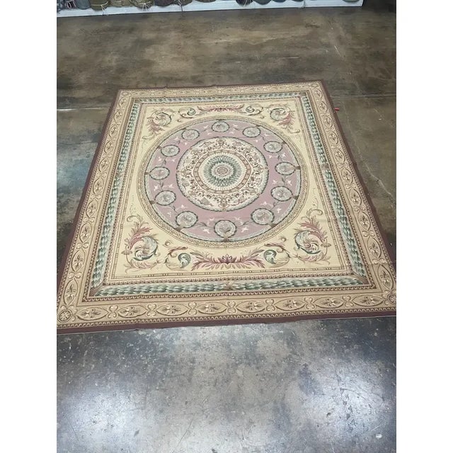 Handwoven French Style Needlepoint Rug 7'9" X 9'4" For Sale - Image 4 of 10