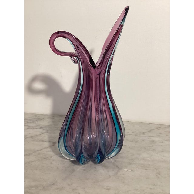 Flavio Poli Sommerso Murano Glass Pitcher Vase attributed to Flavio Poli for Seguso, 1960s For Sale - Image 4 of 8