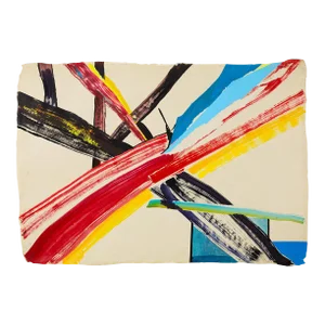 Contemporary Abstract Acrylic and Ink on Handmade Wasli Paper Painting “Scaffold" by Laura Newman